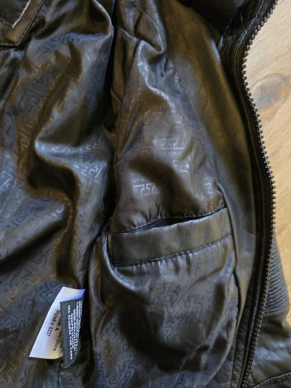 Urban Republic Black Faux Leather Hooded Jacket for Kids - Zipper Front